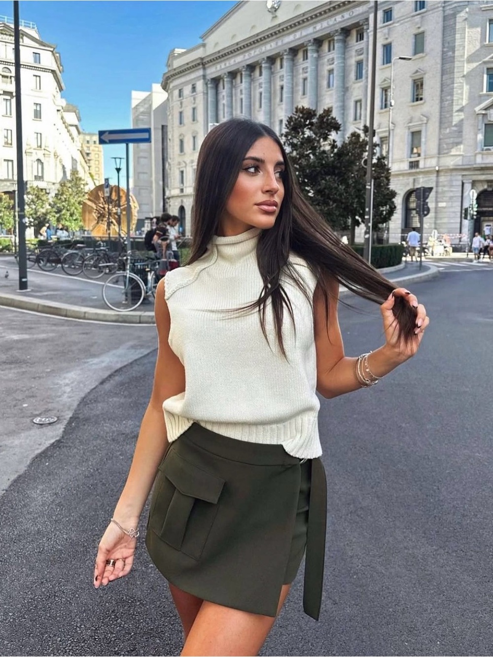NWT Zara Belted Cargo Skort